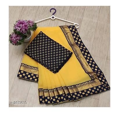 ojhas (meena-border-yellow) marvel chiffon formal wear saree (yellow)