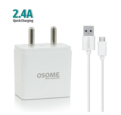 osome (hero p2.4a) wall charger dual usb ( white)