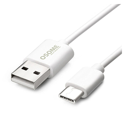 osome (epc1) type c usb cable, 2.4 a fast charging output, pvc finish, length 1 m cable (white)