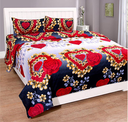 panipat direct microfiber (pddb01) multicolor double bed sheet with two pillow covers