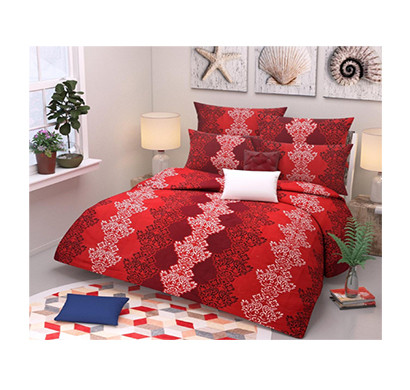 panipat direct (pddb01) microfiber double bed sheet with two pillow covers ( red)