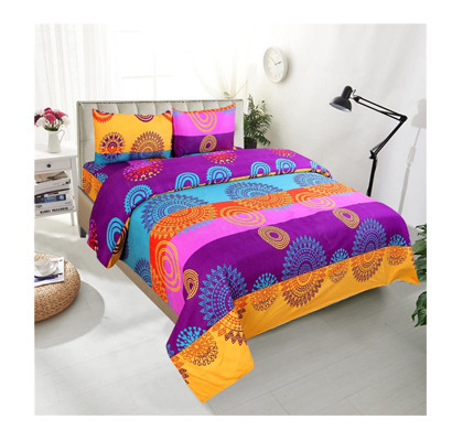 panipat direct (pddb01) microfiber double bed sheet with two pillow covers ( multicolor)