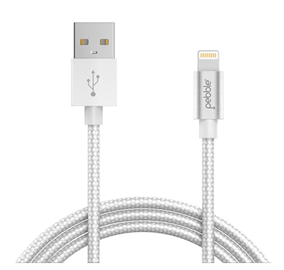 pebble pncl10 rapid iphone lightning cable 3.2 feet/1 meter (silver)