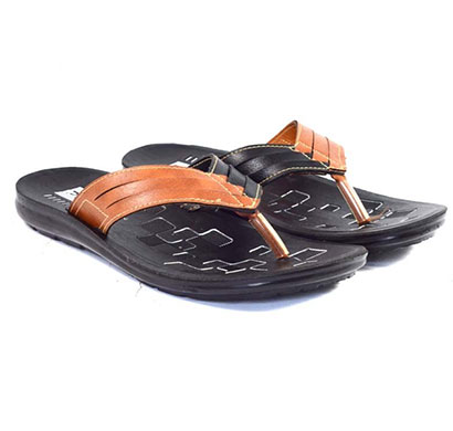 pokrok men pu casual slipper (voot12) black, tan