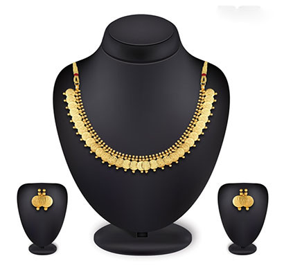 profuzon marketing gold plated alloy women's necklace set (gold)