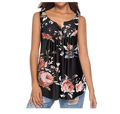 rosatro women tops western ladies summer tank top fashion cool button printing vest regular fit t-shirt