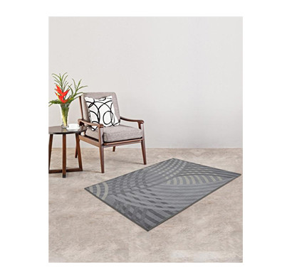 rugsmith (rs000050) rugs & carpets grey color premium qualty geometrical pattern polyamide nylon linear rug area rug (size 3x5)
