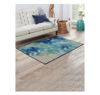 rugsmith (rs000053) rugs & carpets glossy blue color premium qualty modern pattern polyamide nylon luminous rug area rug (carpet size 3 x 5)