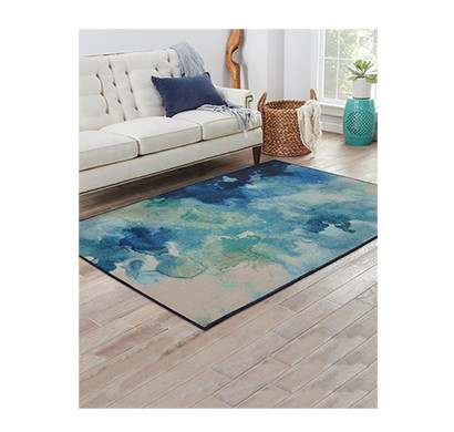 rugsmith (rs000054) rugs & carpets glossy blue color premium qualty modern pattern polyamide nylon luminous rug area rug (carpet size 4x6)