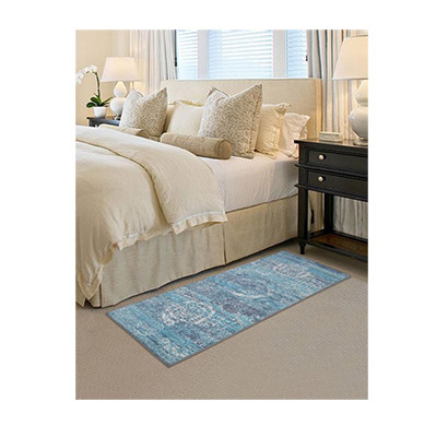 rugsmith (rs000061) rugs & carpets teal grey color premium qualty traditional pattern polyamide nylon mirage rug runner(size standard)