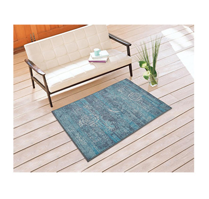 rugsmith (rs000062) rugs & carpets teal grey color premium qualty traditional pattern polyamide nylon mirage rug area rug (size 3 x 5)