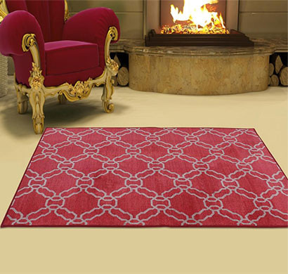 rugsmith (rs000219) red & ivory color premium qualty classical pattern polyamide nylon kerala rug area rug