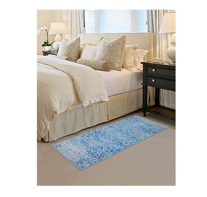 rugsmith (rs000064) rugs & carpets (size standard ) naughty blue color premium qualty floral pattern polyamide nylon palace rug runner size