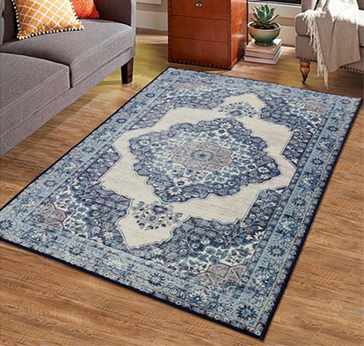 rugsmith (rs000183) blue multi color premium qualty classical pattern polyamide nylon ankara rug area rug