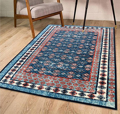 rugsmith (rs000191) blue multi color premium qualty classical pattern polyamide nylon ottoman rug area rug