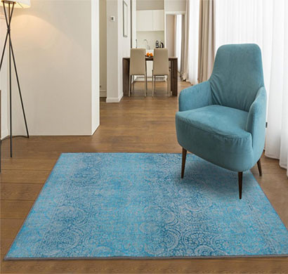 rugsmith (rs000135) sky blue color premium qualty distressed pattern polyamide nylon gradient rug area rug