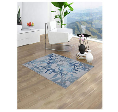 rugsmith (rs000107) rugs & carpets silky blue color premium qualty floral pattern polyamide nylon midnight garden rug area rug