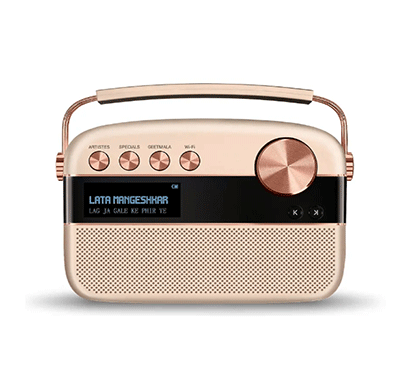 saregama carvaan 2.0 digital audio player with wi-fi 15000+ songs/ 150+ daily updated wi-fi based audio stations/ fm-am radio/ bluetooth/usb/champagne gold & rose gold