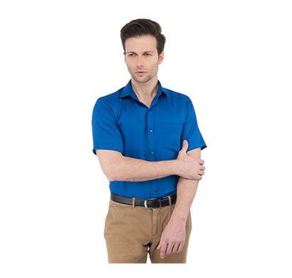 shaurya-f solid half sleeve men's party shirt blue