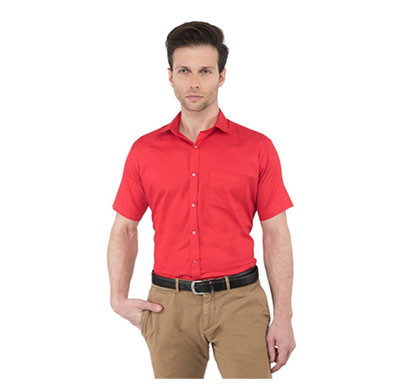 shaurya-f solid men's half sleeve party shirt red