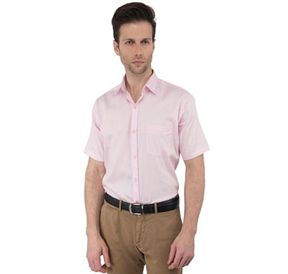 shaurya-f solid men's half sleeve formal shirt pink