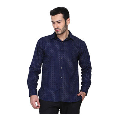 shaurya-f men's printed casual shirt (navy blue)