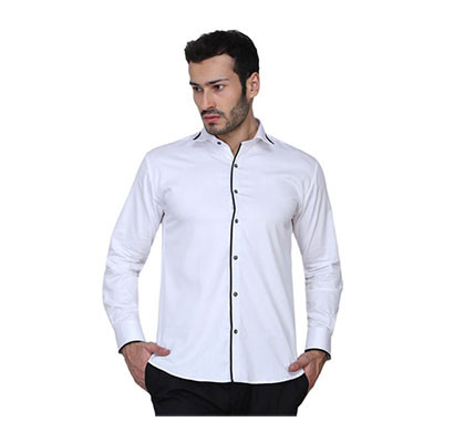 shaurya-f men's solid plain casual shirt (white)