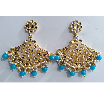shreeji gold plated kundan & pearl traditional earrings for women
