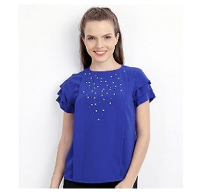 silver ladies polyester trendy top (blue)