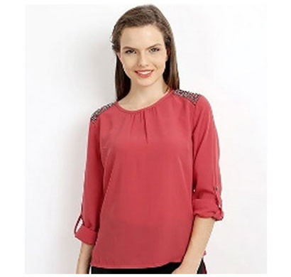 silver ladies red studded polyester top (red)