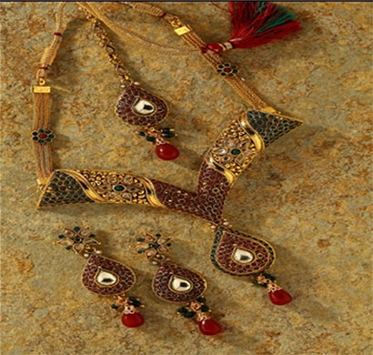 siyona art jewellery complete necklace set (multicolor)