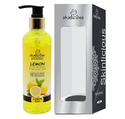 skinlicious lemon beauty gel for skin and hair, 240ml - paraben & sulphate free