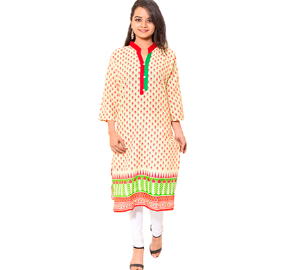 sml originals- sml_3031, beautiful stylish 3/4 sleeve cotton kurti, (red green)