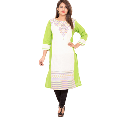 sml originals- sml_3035, beautiful stylish 3/4 sleeve cotton kurti, (light green)