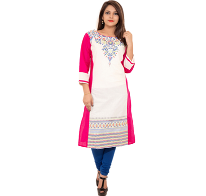 sml originals- sml_3035, beautiful stylish 3/4 sleeve cotton kurti, (pink)