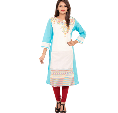 sml originals- sml_3035, beautiful stylish 3/4 sleeve cotton kurti, (sky blue)