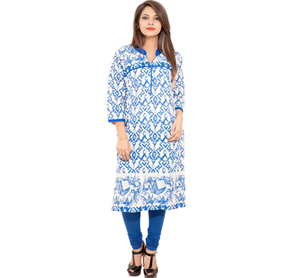 sml originals- sml_3036, beautiful stylish 3/4 sleeve cotton kurti, (blue)