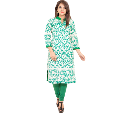 sml originals- sml_3036, beautiful stylish 3/4 sleeve cotton kurti, (green)