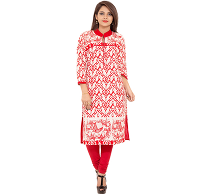 sml originals- sml_3036, beautiful stylish 3/4 sleeve cotton kurti, (red)