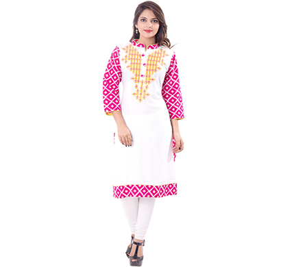 sml originals-sml_3043,beautiful stylish 3/4 sleeve cotton kurti with embroidery, (yellow)