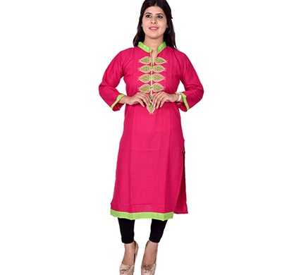sml originals- sml_3045, beautiful stylish 3/4 sleeve cotton kurti with embroidery, (pink)