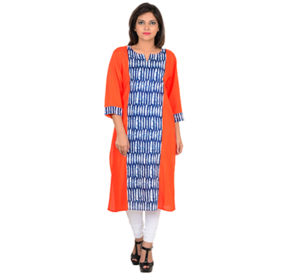 sml originals- sml_3110, beautiful stylish 3/4 sleeve 100% reyon kurti, (orange)