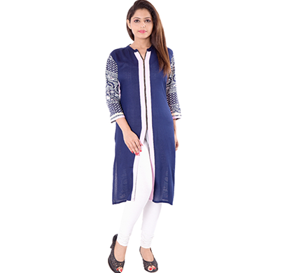 sml originals- sml_3056, rayon stylish kurti with front zip, (blue)