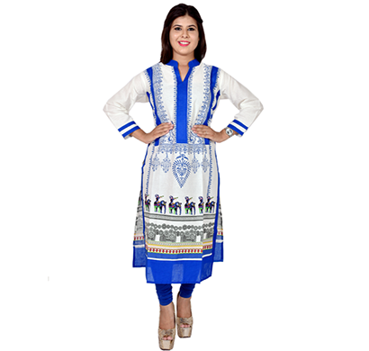 sml originals- sml_3052, beautiful stylish 3/4 sleeve cotton kurti, (blue)