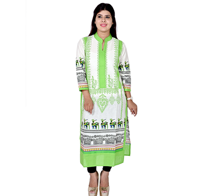 sml originals- sml_3052, beautiful stylish 3/4 sleeve cotton kurti, (green)