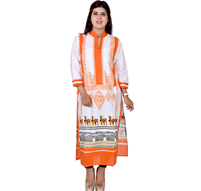 sml originals- sml_3052, beautiful stylish 3/4 sleeve cotton kurti, (orange)