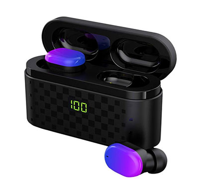 sounce airpro bluetooth wireless earphones with 5.0 bluetooth in-ear running headphones ipx5 waterproof & 3500 mah charging case (black)