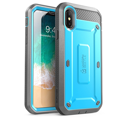supcase (b07fpcztvb) (unicorn beetle pro series) case for iphone xs, iphone x, full-body rugged holster case with built-in screen protector kickstand for iphone x 2017 & iphone xs 5.8 inch 2018 release (blue)