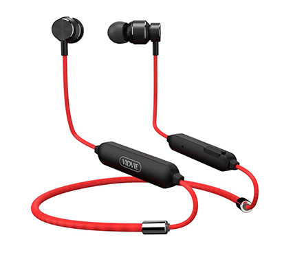vidvie magnetic bt827 wireless bluetooth headset 4.2 (black, red)