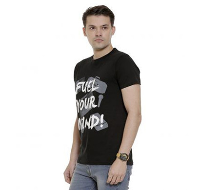 yellow tree fuel your mind half sleeves cotton t-shirt (black)